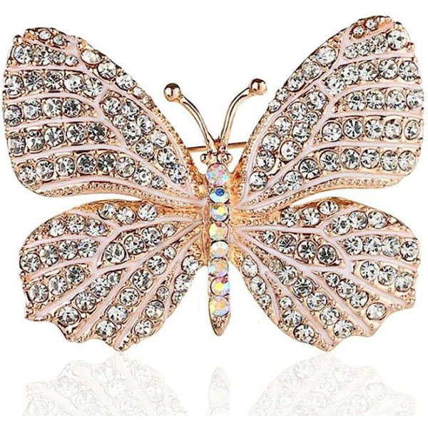 Elegant bevinget sommerfugl krystall rhinestone brosje krage pin bryllup bankett bukett for kvinner og jenter, svart/hvit