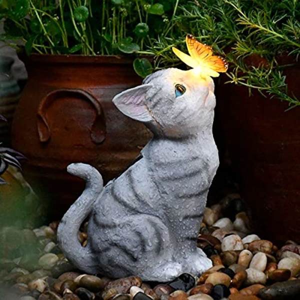 Katt Hage Ornament Dekorasjon, Sommerfugler Utendørs Solar