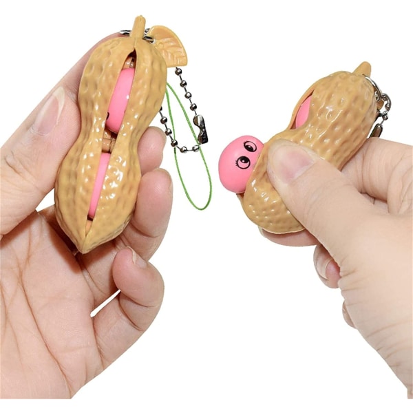 4 stk Fidget Toy Squeeze Toy Peanut Squeeze Toy Nøglering Ekstrudering Bean Pea Sojabønne Stress Relieving Legetøj Nøglering til rygsæk Dekoration Ornament