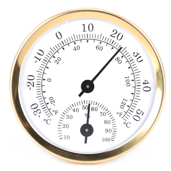 Innendørs Analog Luftfuktighet og Temperaturmåler Hygrometer Gold