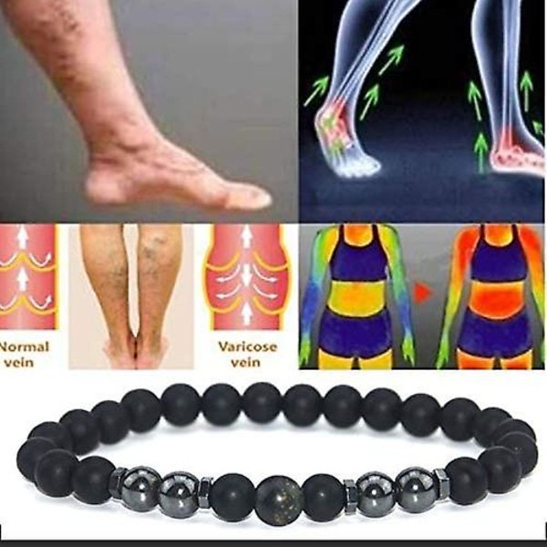 Heytea 2st Anti-Swelling Svart Obsidian Anklet Justerbar Lymfdränage Magnetisk Terapi Hematit Ankel Armband For Kvinnor Män Anti-Angst Yoga