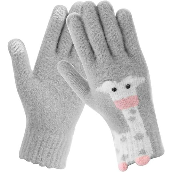 Kvinnor vinter pekskärm stickade termiska handskar