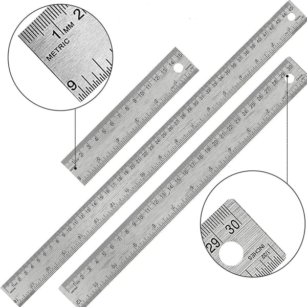 Metall Lineal i Rustfritt Stål Lineal Korkbaket Sklisikker Lineal Tegne Kontorverktøy