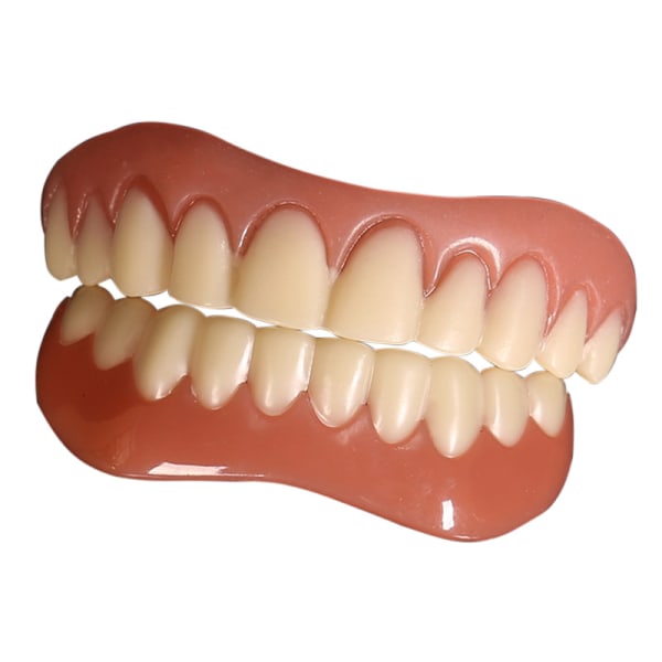 2 opsætninger proteser, øvre og nedre proteser, beskyttet tænder, tilbageställ selvsäkert leende