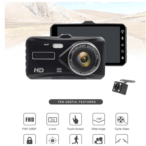 Dashcam IPS Dubbla linser 1080p Pekskärm Dashcam med 32GB kort WiFi Super Night Vision Parkeringsläge 170° vidvinkel gravitationssensor Dashcam