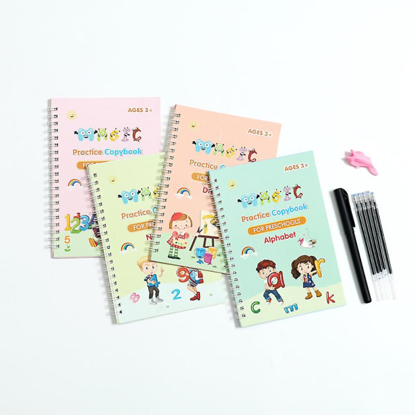 Återanvändbara handskriftsarbetsböcker för barn, övningsbok för förskolan, malldesign ja handskriftshjälp