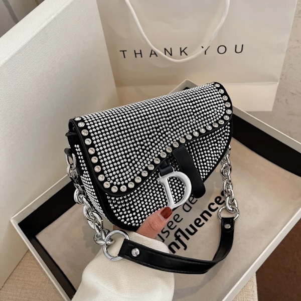 Dametaske Trend højkvalitets tyk kæde Bright Diamond Luksus Designer Crossbody-tasker Mode sadeltaske Type 7 Type 7 L21cm W14cm H6cm