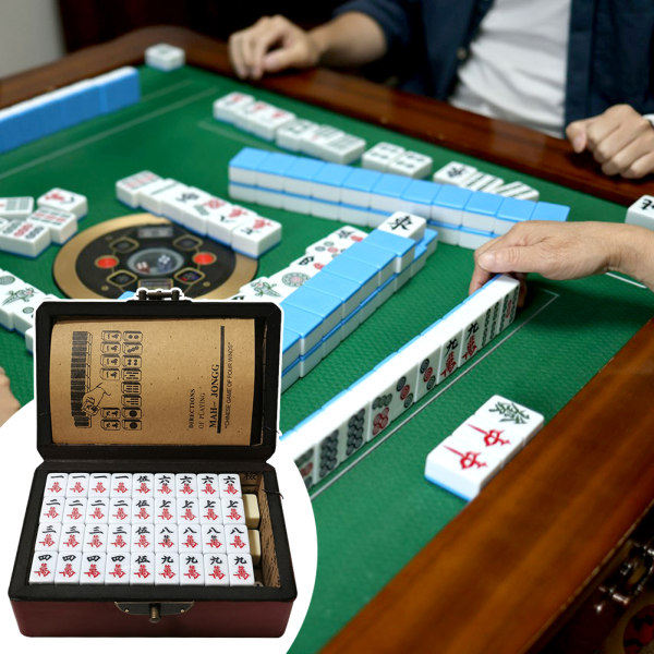 Mini Travel Fritid Mahjong Med Bærväska Mind Træning Pusselspil for familiesammenkomster Två farver