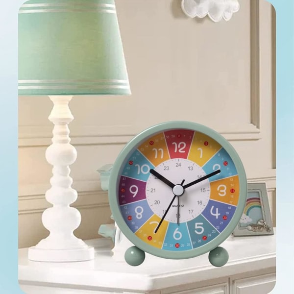 Pædagogisk vægklocka for barn Inlärningstid Tyst, ikke-tickande dekorativ klocka for klassrum eller soveværelse Rosa