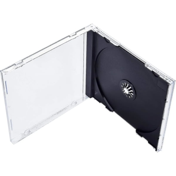 Otwoo 25-pack standard enkel transparent CD-fodral med monterad svart bricka