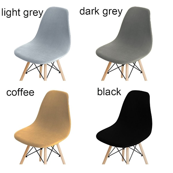 Ensfarvet skal stolebetræk, stretch, uden arme, spisestuestol dark grey