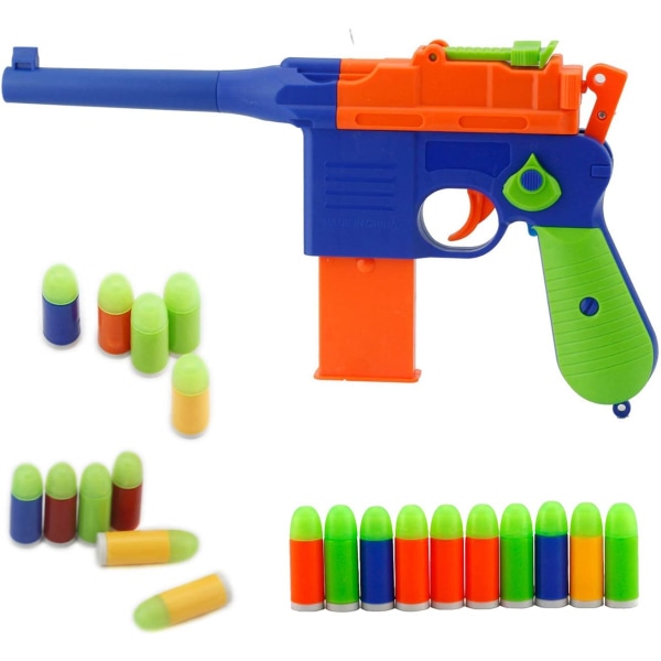 Toy Gun , Mauser c96 Toy Pistol med 10 stk fargerike myke kuler, utstøtende magasin og Pull Back Action - R
