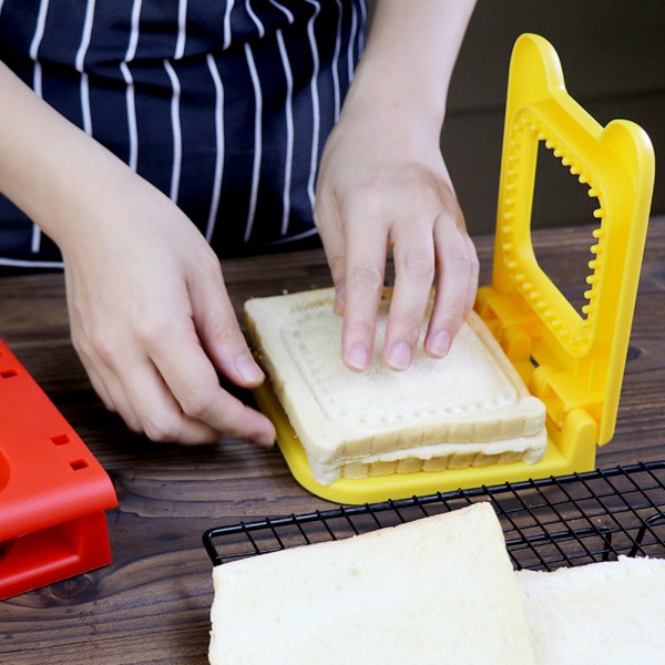 Runda/fyrkantiga smørgåsar Cutter Sealer Lätt å bruke skorpfritt brødtillverkningsverktøy for hemköket Yellow
