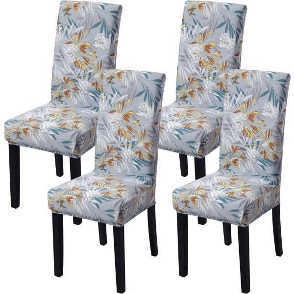 4-pack Julstolsöverdrag, Stretch, Avtagbar Tvättbar Matstol Löv Mönster 1 Leaf Pattern1 4