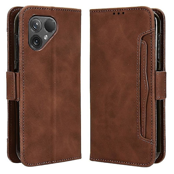 Skyddande Folio Flip-fodral i PU-läder för Fairphone 5 Brown