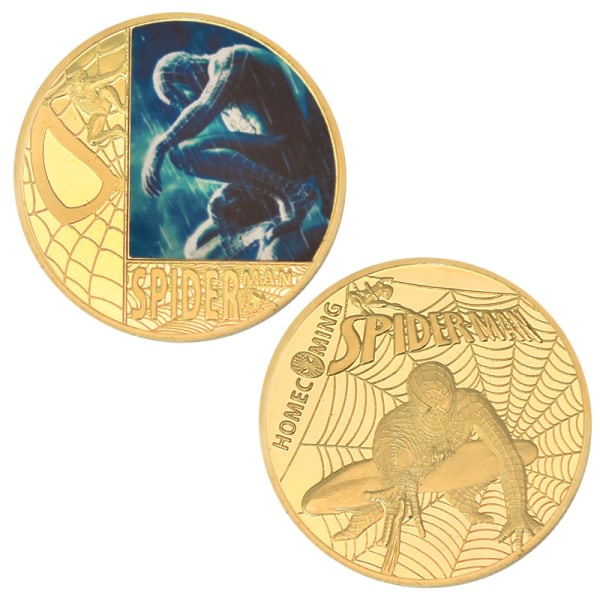 Spider-Man Coin Super Hero Anniversary Mynt Guld Metall Mynt Souvenir För Samlare Fans Samling Fem Jubileumsmynt presentaskar