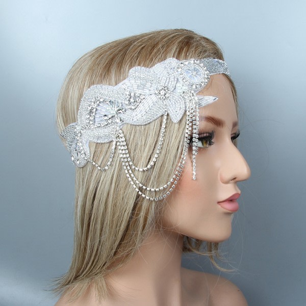 Elegant vintage stil kvinder diamant hårbånd Elastisk hovedbonader hårring fest