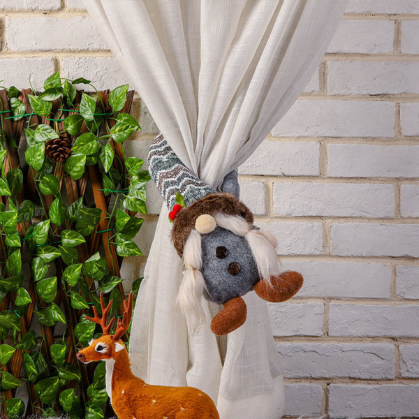 Plysch docka gardin knytband krok & ögla gnome dvärg plysch gardin draperi hållback modell docka för barnrum hane