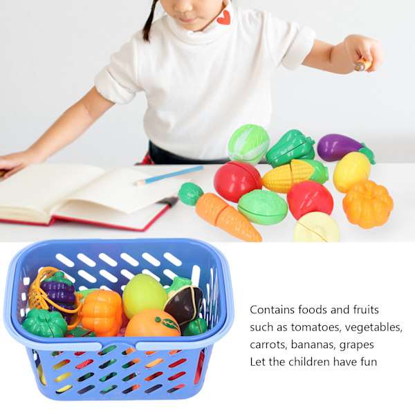 Leksakskök för barn, plast, simulering, pedagogisk frukt, skärlekset för pojkar och flickor, 23 delar A2301