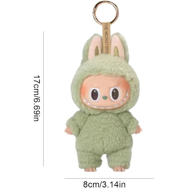 Labubu Popmart plysj nøkkelring, monster nøkkelring koselig leketøy, 17 cm vinyl ansiktshistorie figurer samlefigurer (grønn labubu) green labubu