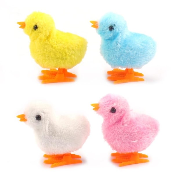 10:a Tiktok Populär Wind Up Hopping Rolig kycklingleksak 8 cm Clockwork Plysch Wind Chick Lindra stressleksaker för barn Present (slumpmässig färg)