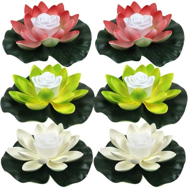 Solcellelys 18cm LED Lotus Lanterne Vann Lanterne Flytende