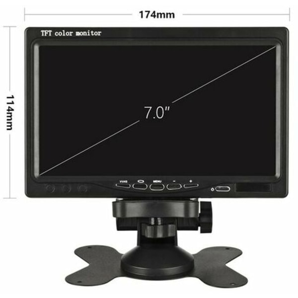 Trådlös backkamera för fordon 7 tum LCD-skärm för lastbil, buss, husbil, släpvagn, grävmaskin 12V-24V Vattentät IP67 Vinkel 120°