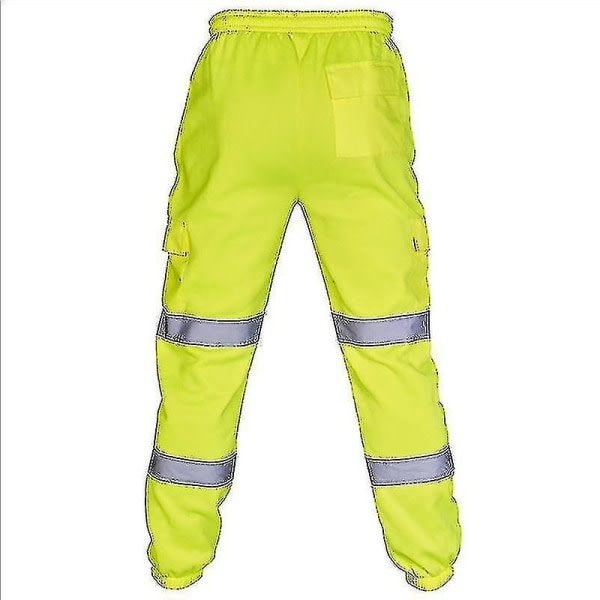 Sikkerhedsarbejdsbukser for voksne Hi Vis Viz Visibility Træningsbukser med elastisk talje Grøn M