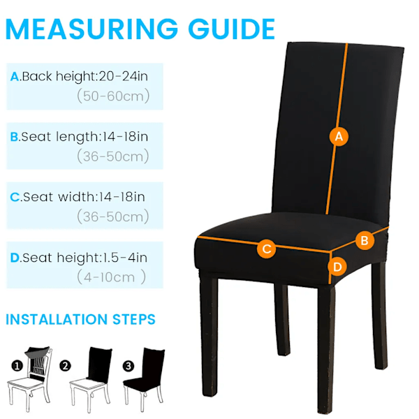6 st Stretch Stolsöverdrag - Tvättbara Stretch Stolsöverdrag svart