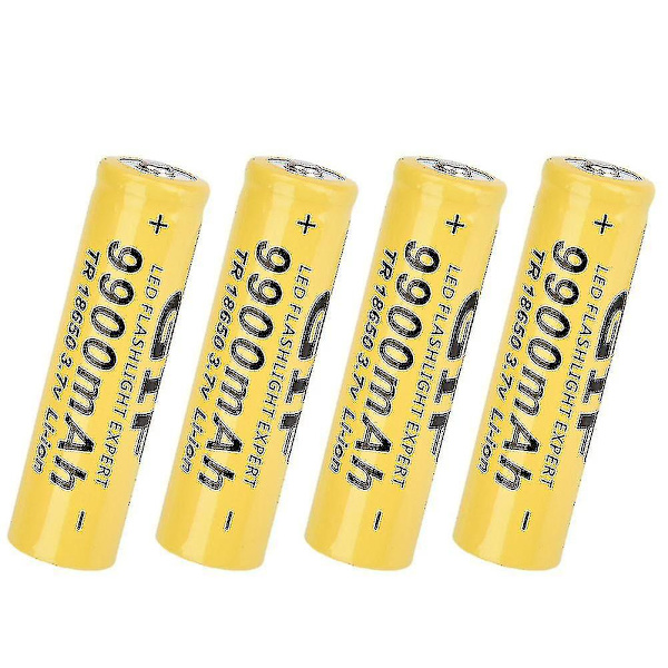 4 stk. lommelygte batteri gave 9900mah 18650 genopladeligt batteri gul