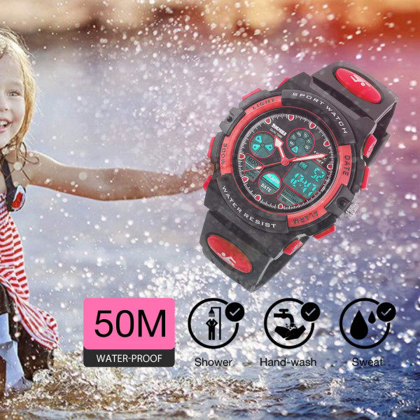 Digital Sportklocka för Barn, Pojkar Flickor Vattentät Sport Utomhusklockor Barn Casual Elektroniska Analog Quartz Armbandsur med