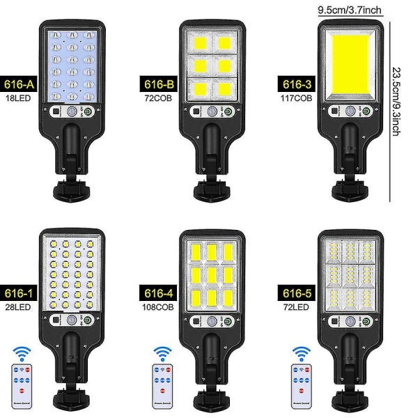 Solcelledrevet gatelys utendørs solcellelampe 3 lysmodus bevegelsessensorbelysning for hage (farge: 616-1 28 lysdioder)