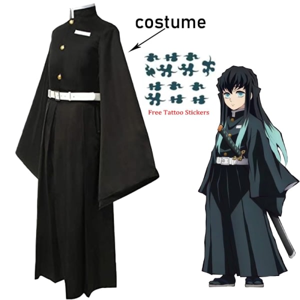 Tokitou Muichirou Cosplay Kostym Anime Demon lager Cosplay Kimetsu No Yaiba Kisatsutai Uniform Peruk Halloween Festkläder Guld S