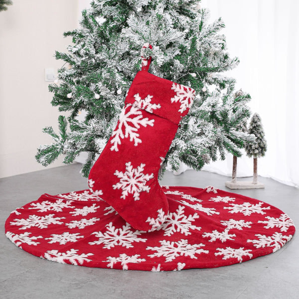 Julgranskjol 90cm Stort fodral med julstrumpa, julgransmatta fotkjol för hemmafest julgransdekoration,
