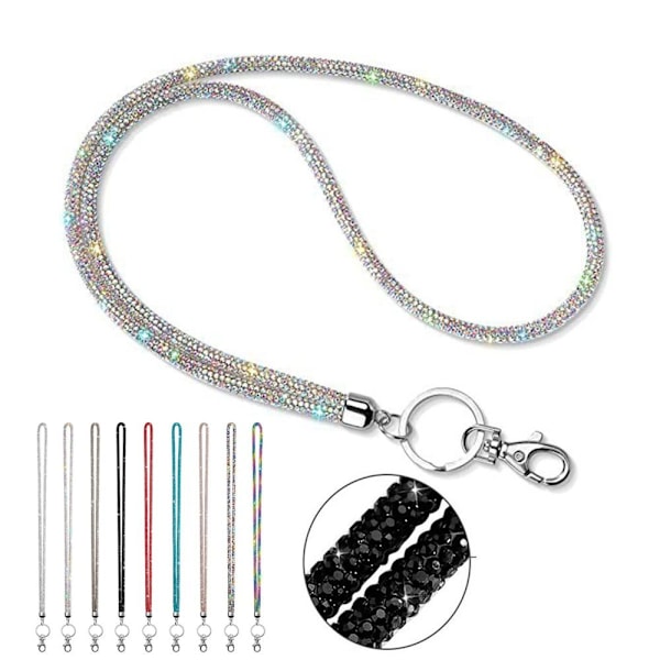 Rhinestone Telefon Lanyard Krystal Kæde Stropper SVART SVART black black