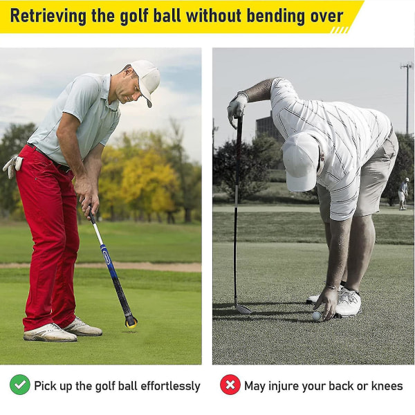 3-benet Golf Ball Retriever Grabber Pick Up, 3 stk Back Saver Golf Ball Picker Top til Putters golfspillere