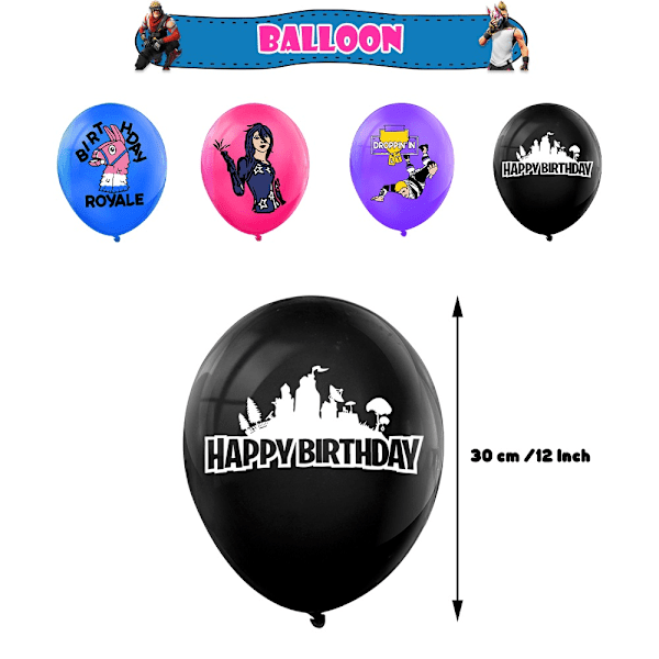 Fortni-te 5 Tema Fødselsdagsfest Balloner Banner Kagepynt Sæt[CH]