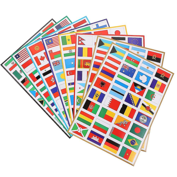 8 ark selvklæbende World Flag Stickers Cheer Flag Stickers Novelty Flag Face Stickers
