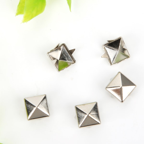 400 sett 4MM-7MM DIY Lær Håndverk Nagel Nagler Firkantede Nagel Studs Vesker Sko Belte Tilbehør Sølv 6mm(OD)