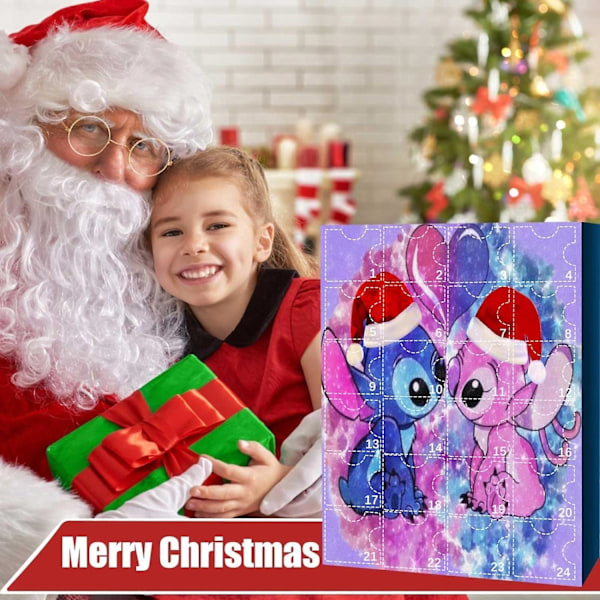 Anime Stitch Julkalender til Børn 24 Dage Jul Nedtælling 24 stk Tegnede Legetøjs Pynt Nedtællingskalender a