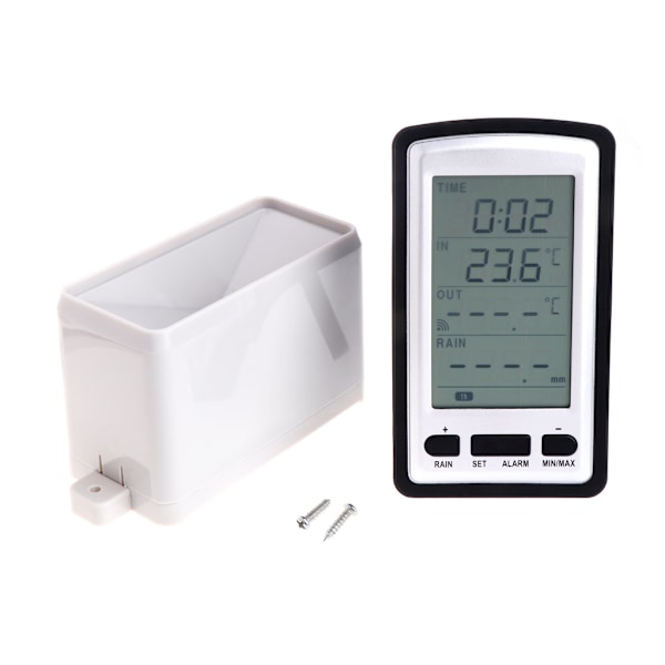 (c)Rain Vejrstation Meter Temperaturmåler Digital Trådløs Regnmåler