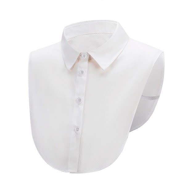 2-delt hvid falsk krave aftagelig halvskjorte for damer