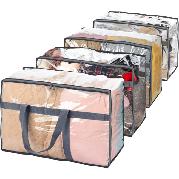 4-pack klar filt Klädförvaring 60L flyttpåsar med förstärkta handtag