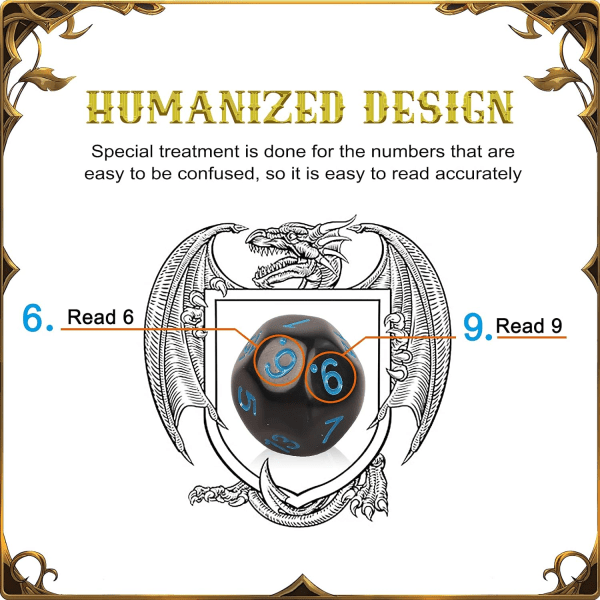 Sett med rollespillterninger, polyedriske terninger Sett med 15 stk D3-D100, D&D sett Egnet for rollespill som fangehull og drager, Pathfinder - Akryl（Blå）
