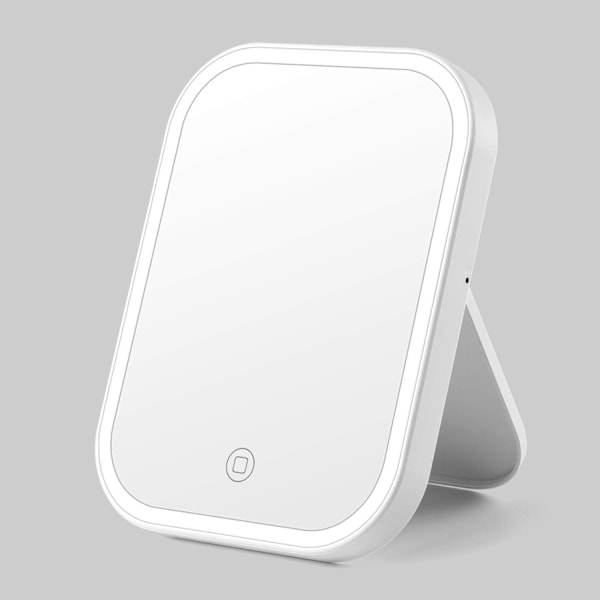 LED-upplyst sminkningsspegel ficka spegel bordsspegel sminkningsspegel med touch-lagringsknapp fällbar spegel 180° justerbar batterikabel för