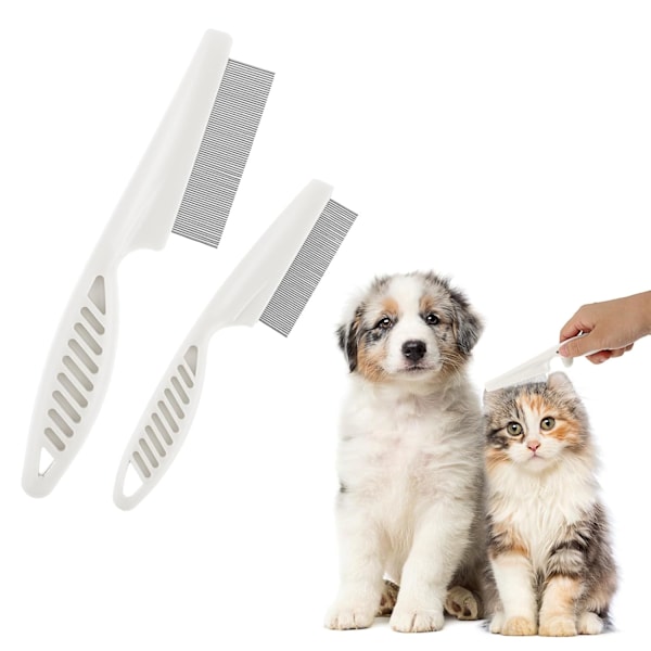 2-Pack Multi-Purpose Pet Grooming Comb Set 2-in-1 Dog Comb Stainless Steel Grooming Massage Double-Sided Comb for Knots, Floating Hair, Tangles