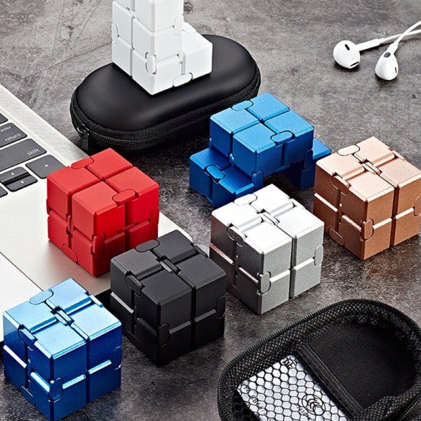 Dekompressionslegetøj Premium Metal Infinity Cube Portable Sort silver