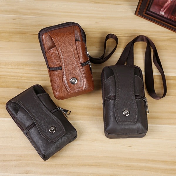 Telefonfodral hölster Smartphone väska med bältesögla for män bältesklämma hölsterfodral passer mobiltelefon med fodral på brunt