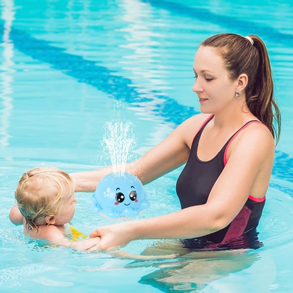 Baby Water Toy Squid Spray Pool Legetøj med Lys Blue