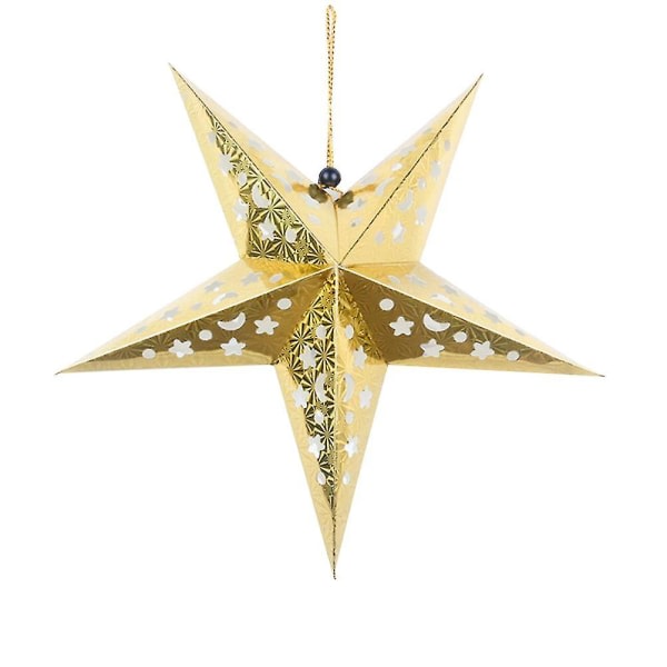 45 cm papirstjärna lykta 3d Pentagram lampeskjerm for jul julfest Holloween födelsedag hemhängande dekorasjoner (grønn) gyllene